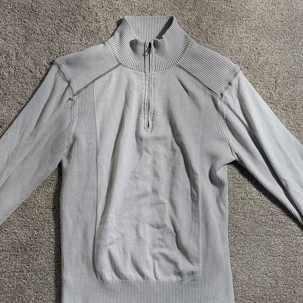 1897 Men’s Quarter Zip Sz M grey Pullover Knit Sweater Long Sleeve Ribbed Top